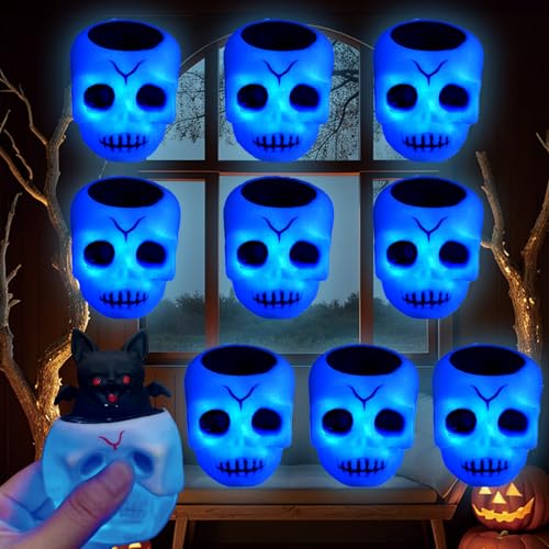 Shinybox Halloween Leuchtende Stress Relief Spielzeug, 9 Stück Kürbis Fledermaus Stressbälle Halloween, Leuchtendes Kürbis Fledermaus Stress Spielzeug, Halloween Party Geschenk Mitgebsel(Fledermäuse) von Shinybox