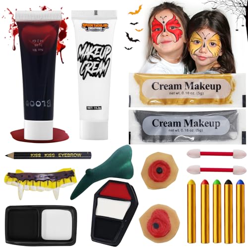 Shinybox Halloween Schminke Make Up Set, Bodypainting Schminke, Gesichts Make up Palette, Halloween Vampir Zombie Gesichts Make-up Sets für Faschingsschminke Karneval Cosplay Party Geburtstag(A) von Shinybox