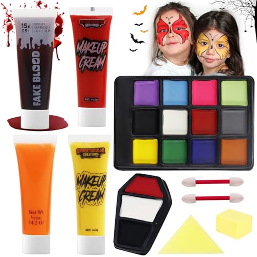 Shinybox Halloween Schminke Make Up Set, Bodypainting Schminke, Gesichts Make up Palette, Halloween Vampir Zombie Gesichts Make-up Sets für Faschingsschminke Karneval Cosplay Party Geburtstag(C) von Shinybox