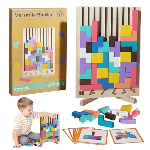 Shinybox Holzpuzzle Tetris, Holz Tetris Stapelpuzzle Spielzeug mit 10 Karten, Holz Montessori, Montessori-Spiele, Holzpuzzle Jigsaw 3D-Puzzle, Geometrische Blöcke Tetris für Kinder 3 4 5 6 Jahre Shinybox Holzpuzzle Tetris, Holz Tetris Stapelpuzzle Spielzeug mit 10 Karten, Holz Montessori, Montessori-Spiele, Holzpuzzle Jigsaw 3D-Puzzle, Geometrische Blöcke Tetris für Kinder 3 4 5 6 Jahre von Shinybox