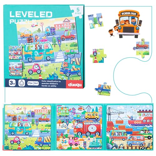 Shinybox Kinderpuzzle, Magnetische Puzzles für Kinder, Pädagogisches Spielzeug, Lernspielzeug für Kinder, Reisespiele Kinder, Spiele für Kinder im Auto, Flugzeug, Roadtrip, Reisespielzeug(Transport) von Shinybox