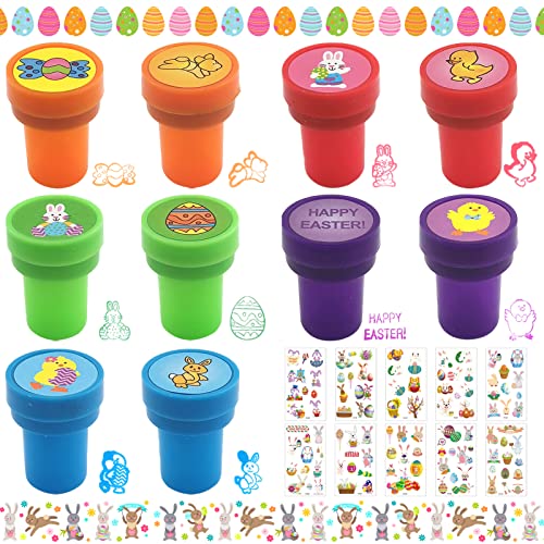 Shinybox Osterstempel Kinder, 10 Stück Kinder Selbstfärbend Stempel mit 10 Blätter Ostern Tattoos, Niedliche Spielzeugstempel Easter Eggs Stempel für Kindergeburtstag DIY Spaß Handwerk von Shinybox