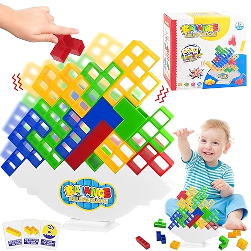 Shinybox Tetra Tower Spiel, 48-Blocks Schaukelstapel Balance Spiel, Balance Spiel, Tetris Spiel Kinder, Montessori Spielzeug Kinder Balance Stapelspiele Stapelturm Geschenke Jungen Mädchen(48 Blocks) von Shinybox