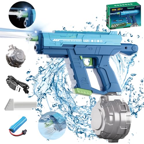 Shinybox Wasserpistole Elektrisch, Automatische Burst Wasserspritzpistolen mit LED-Licht, Automatische Wasserpistole mit Wasseraufnahme, Spielzeug Wasserpistole für Sommer, Strandparty, Pool(Blau) von Shinybox