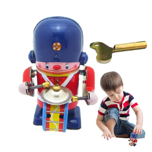 Shitafe Aufziehroboter-Spielzeug für Kinder,Aufzieh-Tanzroboterspielzeug, Zinn Retro Classic Clockwork Spring, Entwicklungsspielzeug, Roboter-Geschenke, Trommel-Action-Tisch-Bücherregal-Figur, von Shitafe