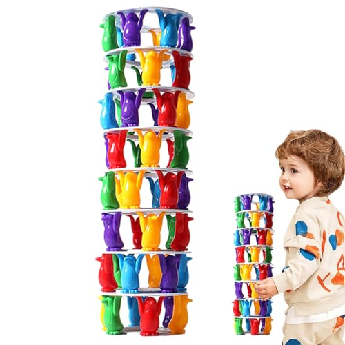 Shitafe Stapelturmspiel, Stapelspielzeug für Kleinkinder | Tragbares STEM-Gebäude, stapelbare Pinguine - Kreatives Spielzeug zum Kippen des schiefen Turms, Feinmotorik-Lernspiele für Jungen und von Shitafe