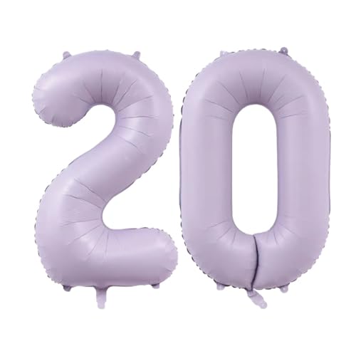 Geburtstag zahlen Luftballon 20 jahre-cremeviolett XXL Jumbo Folienballon 40 Zoll – 101 cm Luftballons20 Geburtstag Junge Mädchen Babyparty Geburtstagsdeko Jubiläumsparty Dekoration von Shixpiov