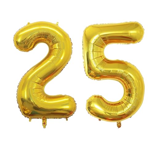 Geburtstag zahlen Luftballon 25 jahre-Gold XXL Jumbo Folienballon 40 Zoll – 101 cm Luftballons 25 Geburtstag Junge Mädchen Babyparty Geburtstagsdeko Jubiläumsparty Dekoration von Shixpiov