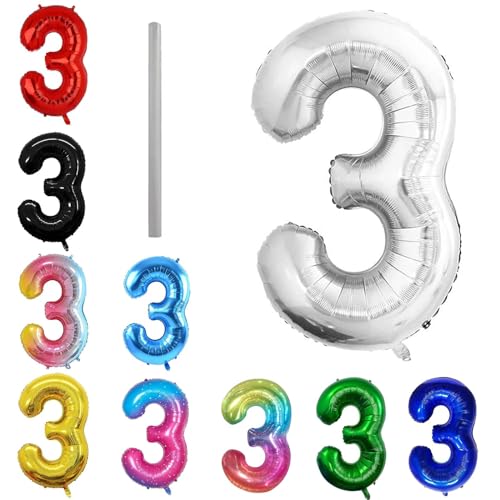 Geburtstag zahlen Luftballon 3 jahre-Silber XXL Jumbo Folienballon 40 Zoll – 101 cm Luftballons 3 Geburtstag Junge Mädchen Babyparty Geburtstagsdeko Jubiläumsparty Dekoration Geburtstag zahlen Luftballon 3 jahre-Silber XXL Jumbo Folienballon 40 Zoll – 101 cm Luftballons 3 Geburtstag Junge Mädchen Babyparty Geburtstagsdeko Jubiläumsparty Dekoration von Shixpiov