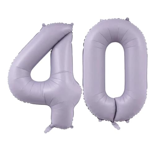 Geburtstag zahlen Luftballon 40 jahre-cremeviolett XXL Jumbo Folienballon 40 Zoll – 101 cm Luftballons40 Geburtstag Junge Mädchen Babyparty Geburtstagsdeko Jubiläumsparty Dekoration von Shixpiov