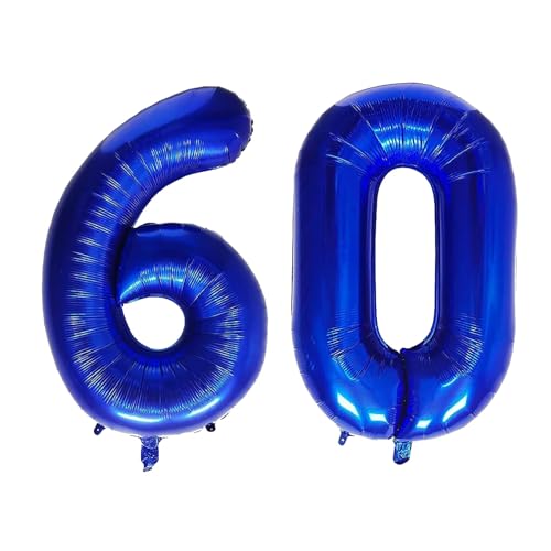 Geburtstag zahlen Luftballon 60 jahre-Blau XXL Jumbo Folienballon 40 Zoll – 101 cm Luftballons 60 Geburtstag Junge Mädchen Babyparty Geburtstagsdeko Jubiläumsparty Dekoration von Shixpiov