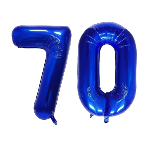 Geburtstag zahlen Luftballon 70 jahre-Blau XXL Jumbo Folienballon 40 Zoll – 101 cm Luftballons 70 Geburtstag Junge Mädchen Babyparty Geburtstagsdeko Jubiläumsparty Dekoration von Shixpiov