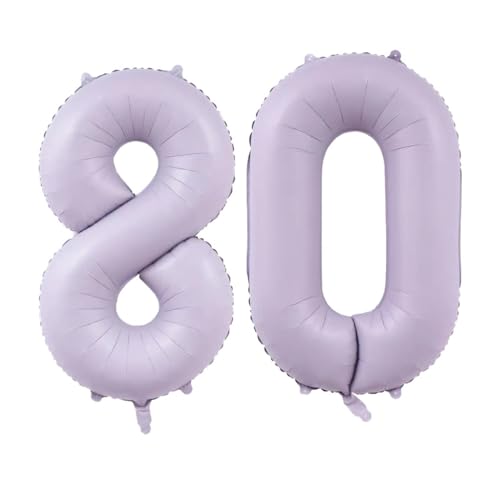 Geburtstag zahlen Luftballon 80 jahre-cremeviolett XXL Jumbo Folienballon 40 Zoll – 101 cm Luftballons 80. Geburtstag Junge Mädchen Babyparty Geburtstagsdeko Jubiläumsparty Dekoration von Shixpiov