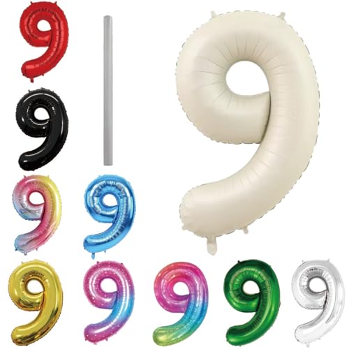 Geburtstag zahlen Luftballon 9 jahre-Cremeweiß XXL Jumbo Folienballon 40 Zoll – 101 cm Luftballons 9 Geburtstag Junge Mädchen Babyparty Geburtstagsdeko Jubiläumsparty Dekoration Geburtstag zahlen Luftballon 9 jahre-Cremeweiß XXL Jumbo Folienballon 40 Zoll – 101 cm Luftballons 9 Geburtstag Junge Mädchen Babyparty Geburtstagsdeko Jubiläumsparty Dekoration von Shixpiov
