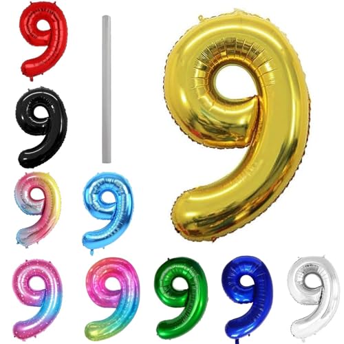 Geburtstag zahlen Luftballon 9 jahre-Gold XXL Jumbo Folienballon 40 Zoll – 101 cm Luftballons 9 Geburtstag Junge Mädchen Babyparty Geburtstagsdeko Jubiläumsparty Dekoration Geburtstag zahlen Luftballon 9 jahre-Gold XXL Jumbo Folienballon 40 Zoll – 101 cm Luftballons 9 Geburtstag Junge Mädchen Babyparty Geburtstagsdeko Jubiläumsparty Dekoration von Shixpiov
