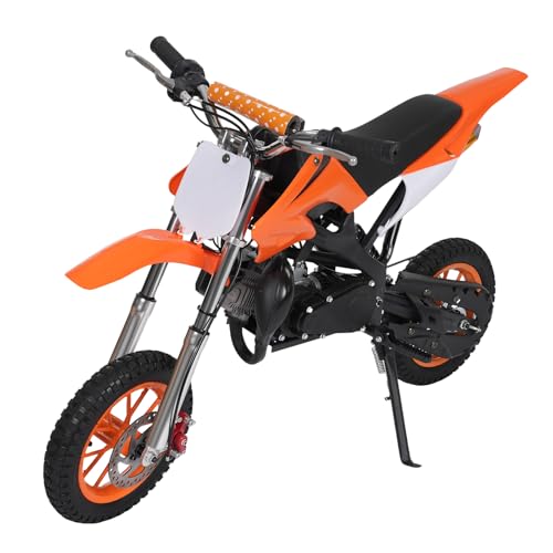 49Cc 2-Start Kinder-Motorrad Modern Kinder Dirt Bike Offroad Motorrad Motors Flash Dirtbike Cross Enduro für Kinder und Jugendliche im Alter von 6-16 Jahren Hand-Zug-Start (8IN Orange) von Shiyinge