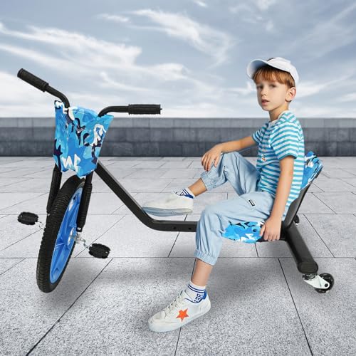 Pedal-Gokart FüR Kinder 360° Drift Trike 3-Rad-Fahrrad Pedal Dreirad Gokart Scooter Drifting Bike für Kinder ab sechs Jahren um oder Spaß verfügbar (Blaue Tarnfarbe) von Shiyinge