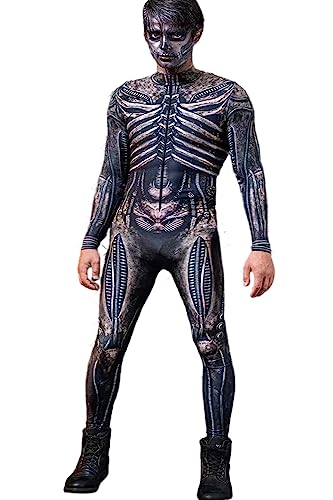 Shmily Girl Skeleton Costume Women Men Halloween Costumes Cosplay Jumpsuit Bodysuit（Schwarz2，L von Shmily Girl