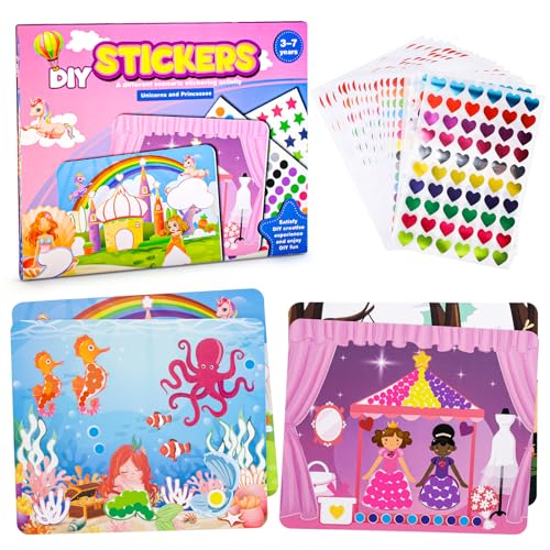 Glitzer Sticker Kinder Album & Buch: Wiederverwendbare Aufkleber für Mädchen und Jungs Stickeralbum zum Selbstgestalten mit Farbenfrohen Glitzer Stickern für Unterhaltung und kreatives Spielen von Shmily