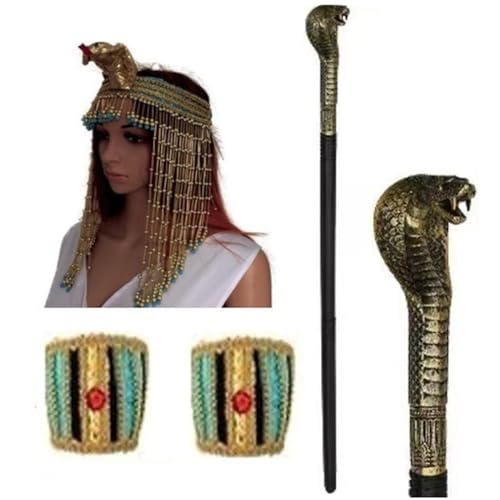 Goldene Zepter, Cosplay-Stirnbänder, ägyptisches Kostüm, Haarschmuck, Haarreif, ägyptische Schlangenkönigin, ägyptische Schlange von Shntig