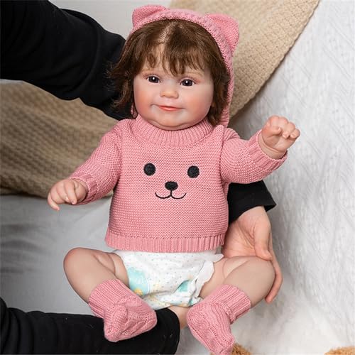 Shntig 20-Zoll Baby Wiedergeburtspuppe Mit Handgefertigter Implantierter Haarpuppe Mit Beweglichem Arm Und Bein Kuschelpuppe Kleinkind Geburtstagsgeschenk von Shntig