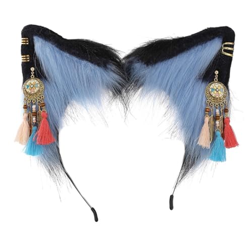 Shntig Plüsch-Ohr-Stirnband mit ethnischen Ohrringen, Dekor, Plüsch-Stirnband für Film-Enthusiasten, Erwachsene, Live-Übertragung, Kopfschmuck von Shntig