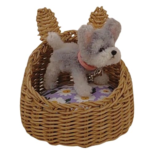 Shntig Rattan Dollhouses Korb Für Puppenhäuser Miniatur Tun Game Hundebett Kollektible Miniatur Hundebett Korb von Shntig