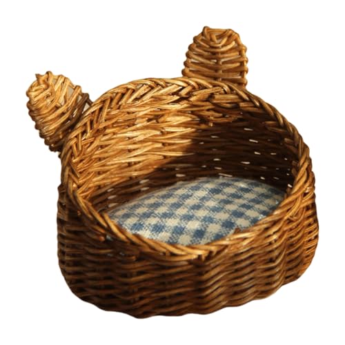 Shntig Rattan Dollhouses Korb Für Puppenhäuser Miniatur Tun Game Hundebett Kollektible Miniatur Hundebett Korb von Shntig