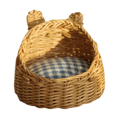 Shntig Rattan Dollhouses Korb Für Puppenhäuser Miniatur Tun Game Hundebett Kollektible Miniatur Hundebett Korb von Shntig