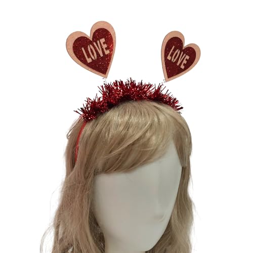 Zarter Haarreif für Bankett-Partys, mit Herz, für Mädchen, Valentinstag, mit Lametta, für Damen, Teenager, Glitzer, Haarschmuck, Lametta, Stirnband, Weihnachts-Lametta-Haarband für Mädchen von Shntig