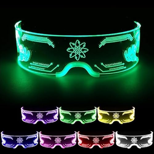 Shop-UP! Cyber Punk LED Brille für Partys und Rave-Musik, transparent, wählen Sie das passende Modell (Navigation) von Shop-UP!