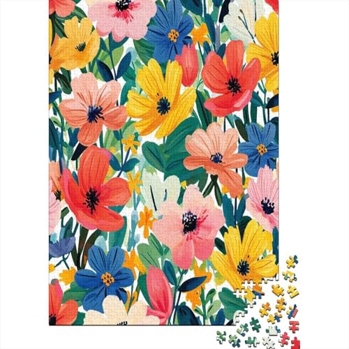 Aquarell-Blumen, 1000-teiliges Puzzle für Erwachsene und Kinder, Spielzeug, geistiges Spiel, für Erwachsene, Kinder, Stressabbau, Heimdekoration, Puzzles zum Stressabbau, 1000 Teile (75 x 50 cm) von ShoraSlvan