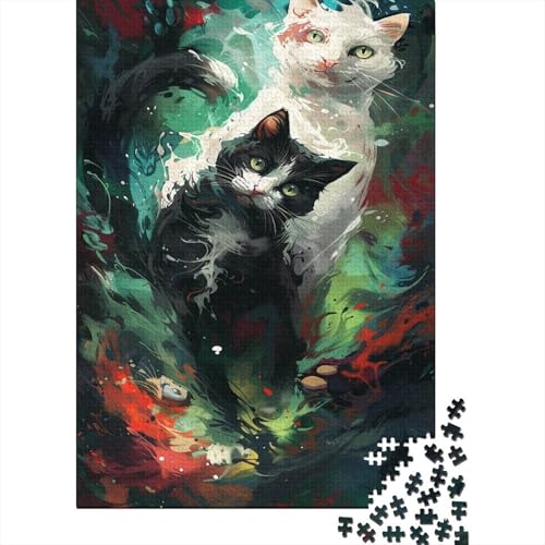 Gemalte Katze, 1000 Teile für Erwachsene, schwierige, harte Puzzles für Premium-Karton, präzises ineinandergreifendes Puzzle, tolles Geschenk für alle Altersgruppen, 1000 Teile (75 x 50 cm) von ShoraSlvan