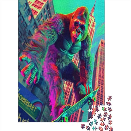 Gorilla-Puzzles für Erwachsene, 1000 Teile, intellektives Spielzeug, DIY-Sammlerstücke, moderne Heimdekoration, Puzzle, 1000 Teile (75 x 50 cm) von ShoraSlvan