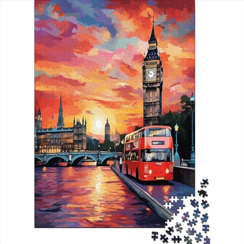 London Cityscape-Puzzle für Erwachsene, 1000-teiliges Puzzle für Erwachsene, Heim-Puzzles für Erwachsene, Kinder, Spiele, Heimdekoration, buntes Puzzle, 1000 Teile (75 x 50 cm) von ShoraSlvan