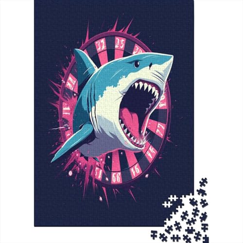 Shark 1000-teiliges Puzzle für Erwachsene und Kinder, Spielzeug, geistiges Spiel, für Erwachsene, Kinder, Stressabbau, Heimdekoration, Puzzle, hochwertig und langlebig, 1000 Teile (75 x 50 cm) von ShoraSlvan