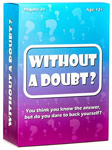 Without a Doubt? Ein Quizspiel mit lächerlichen Fragen, Rätselraten und Familienspaß,2+ Spieler-Kartenspiel für Erwachsene und Kinder, Nacht, Geburtstagsgeschenk oder Weihnachten von Shot in the Dark