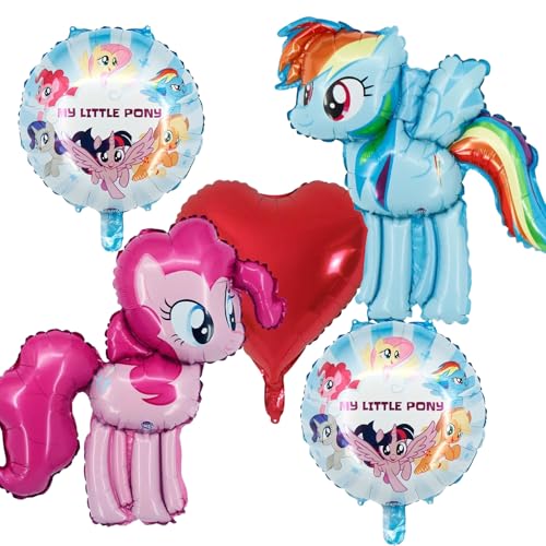 5 Stück Pony Folienballons, Rosa Luftballons Geburtstag, Geburtstag Deko Mädchen, Pony Party Deko, Luftballons Bunt für Helium Geeignet, Party Ballons zum Geburtstage, Party Dekorations Zubehör. von ShrewdYuya