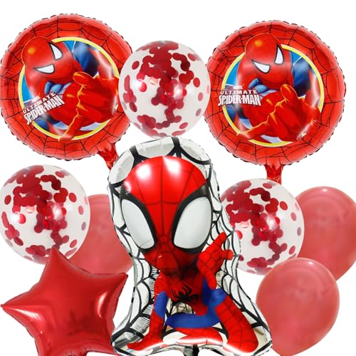 Mar-vel Ballons Set, Folienballons, Spider-M Themen Geburtstagsdeko, Cartoon Luftballons für Kinder Jungen Geburtstags Party Dekozubehör, Konfetti Luftballons für Kindergeburtstag (8 Stück) von ShrewdYuya