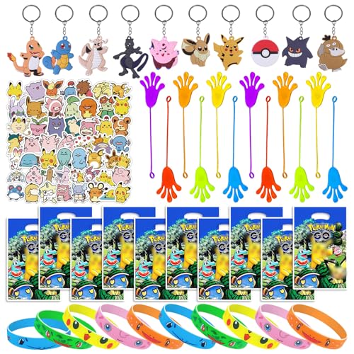 Mitgebsel Kindergeburtstag, 140PCS Kindergeburtstag Gastgeschenke, Enthalten Aufkleber Kinder, Geschenktüten Kindergeburtstag, Armbänder, Schlüsselanhänger Kinder,Glibber Klatschhände, Party-Mitgebsel von ShrewdYuya