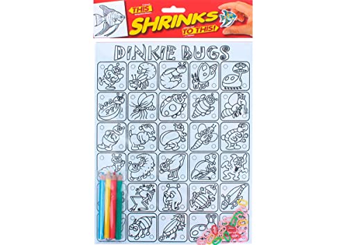 Shrinkles Dinkie Bugs magisches Kunststoff-Ketten-Set mit Motiven und Ringen zum Befestigen von Shrinkles