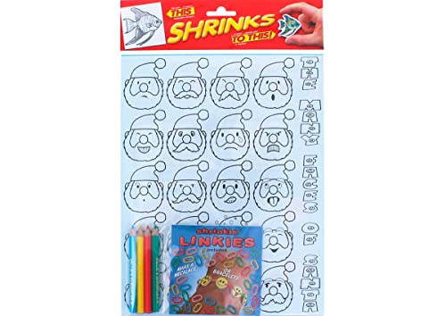 Shrinkles Magische Kunststoff-Ketten-Set Santa's Faces mit Designs und Ringen zum Ketten von Shrinkles