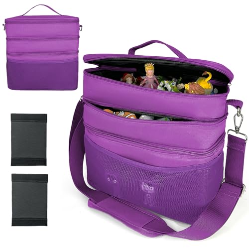 3-lagiger Spielzeug Tasche Transport viel Platz für Figuren Hörfiguren Tonie Folie Ladegerät Kopfhörer Ladegerät Tigercard Bag für Tigerbox Tonie Toniebox Starterset (Berry, Polyester) von Shudyear