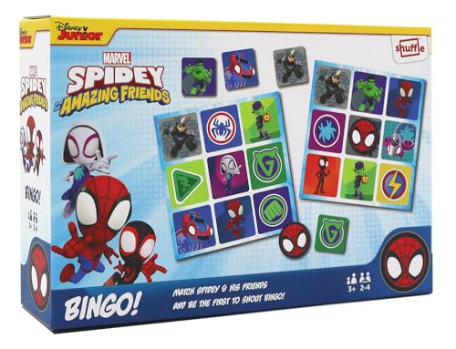 SHUFFLE Spidey and his Amazing Friends Bingo, Match Spidey, Friends and Villains in this Fun Game for Marvel Fans, Great Gift, 2-4 Players, Ages 3+ Years von Shuffle