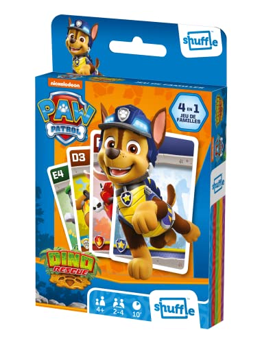 Shuffle - Paw Patrol 4 Spiele in 1 – 7 Familien, Paare, Action und Schlachten – Kartenspiel Kinder & Familie – ab 4 Jahren von okoium