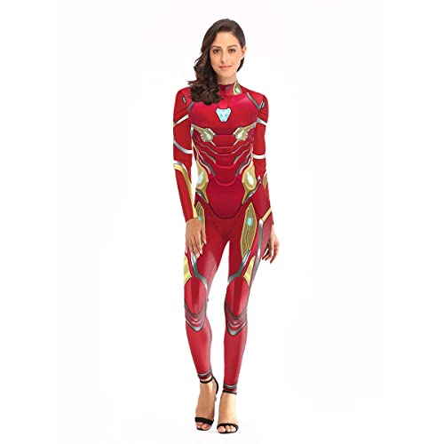 Damen Superheld Iron Man Cosplay Kostüm Langarm Einteiler New Nano Armor Printed Bodycon Suit - L von Shukqueen