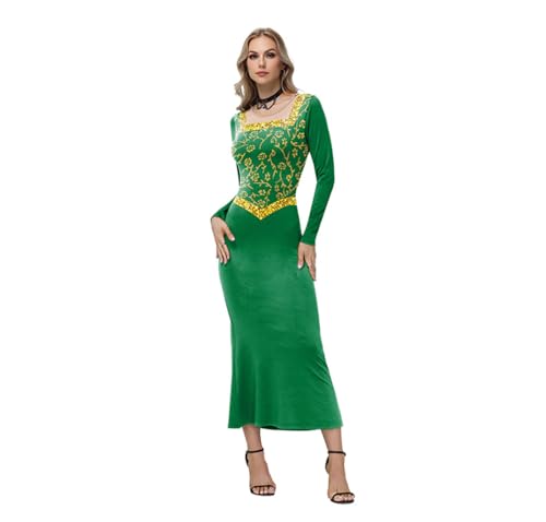 Damenkleid, Prinzessin, Fiona, Cosplay, Halloween, Kostüm, Grün, langärmelig, Rundhalsausschnitt, Midi-Kleid, Größe L Damenkleid, Prinzessin, Fiona, Cosplay, Halloween, Kostüm, Grün, langärmelig, Rundhalsausschnitt, Midi-Kleid, Größe L von Shukqueen