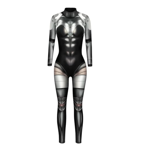 Shukqueen Damen-Jumpsuit, langärmelig, Roboter-Kostüm, Halloween-Kostüm, Grau / Schwarz Shukqueen Damen-Jumpsuit, langärmelig, Roboter-Kostüm, Halloween-Kostüm, Grau / Schwarz von Shukqueen