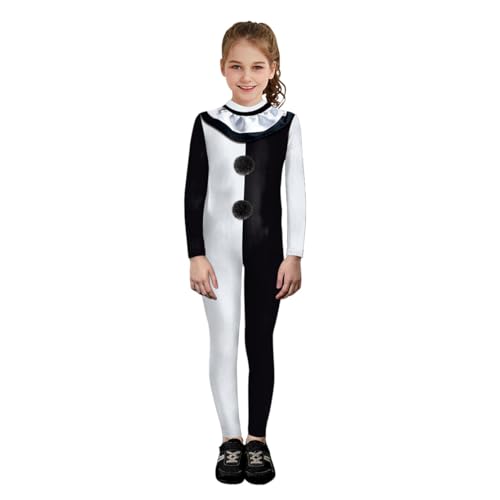 Shukqueen Unisex Halloween-Kostüm, schwarz-weiß, Clown-Overall, Performance-Body für Kinder von Shukqueen