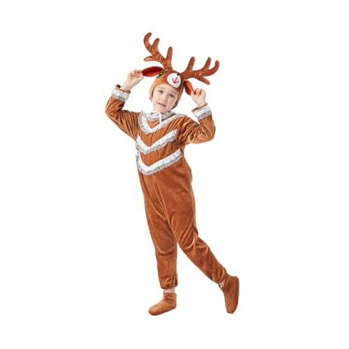 Shukqueen Unisex Kinder Tier Party Jumpsuit Halloween Kostüm Kindertag Bühnenaufführung Rentier Kleidung für Jungen Mädchen 130 Shukqueen Unisex Kinder Tier Party Jumpsuit Halloween Kostüm Kindertag Bühnenaufführung Rentier Kleidung für Jungen Mädchen 130 von Shukqueen